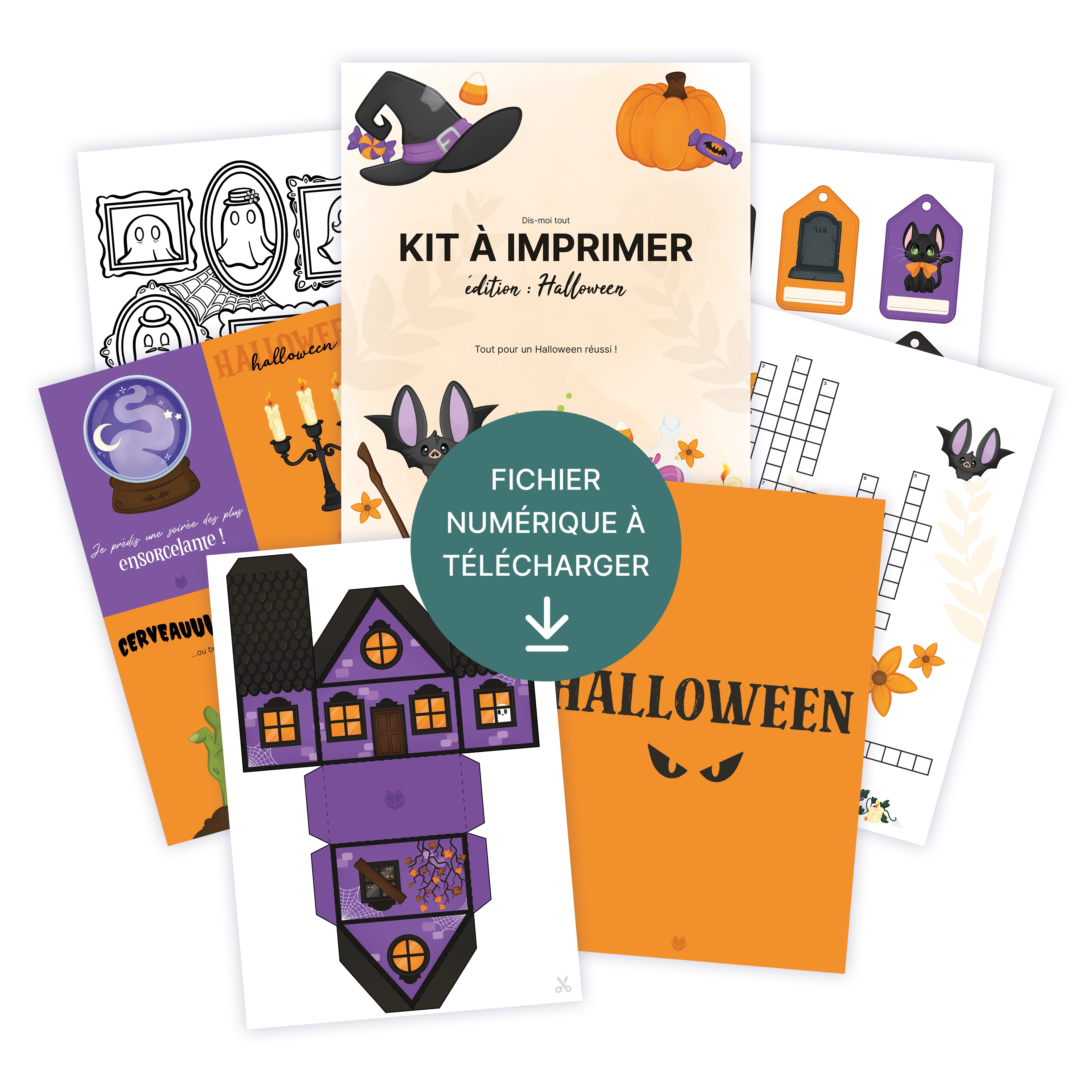 KIT À IMPRIMER - Halloween - Souvenir créatif, DIY, cartes et jeux