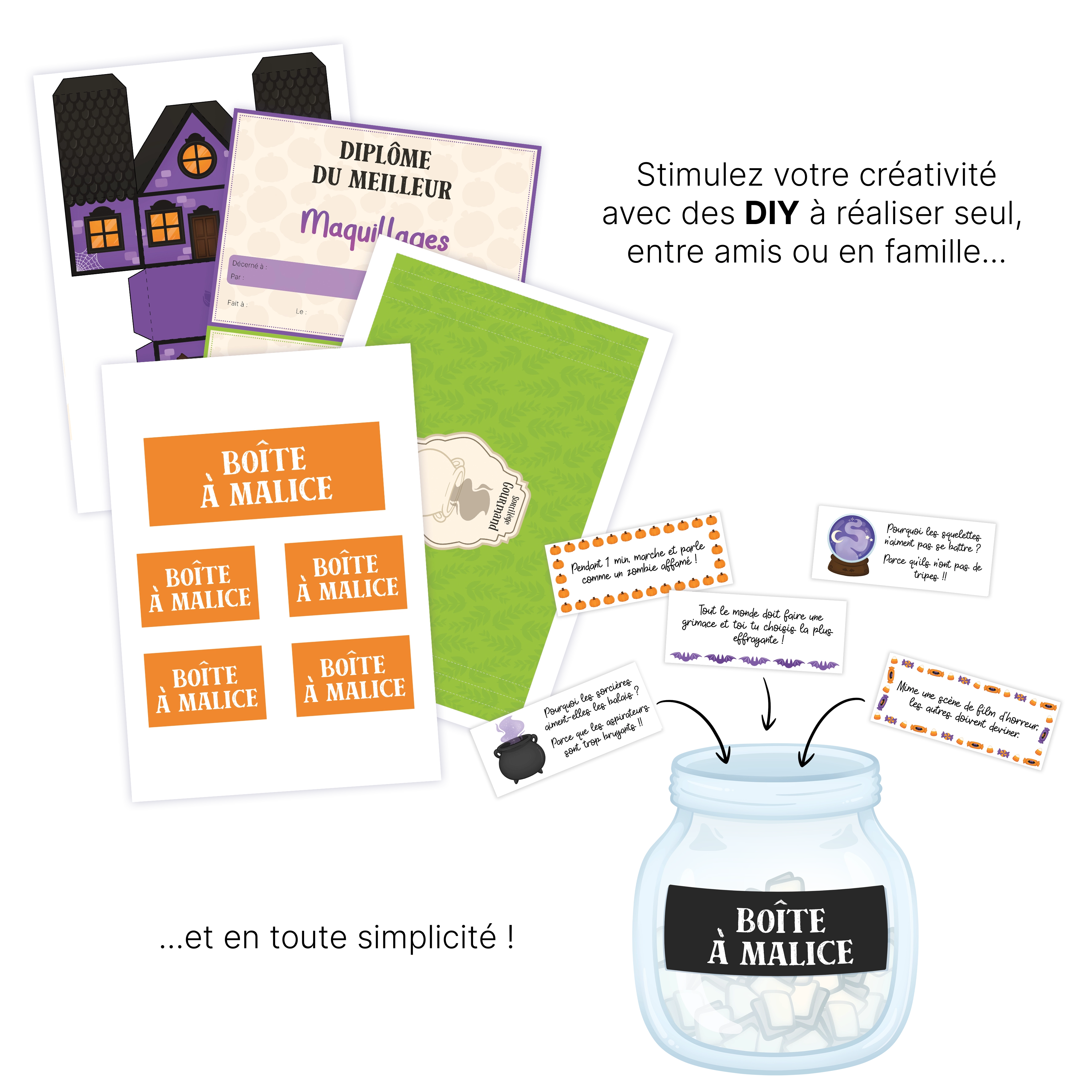 KIT À IMPRIMER - Halloween - Souvenir créatif, DIY, cartes et jeux