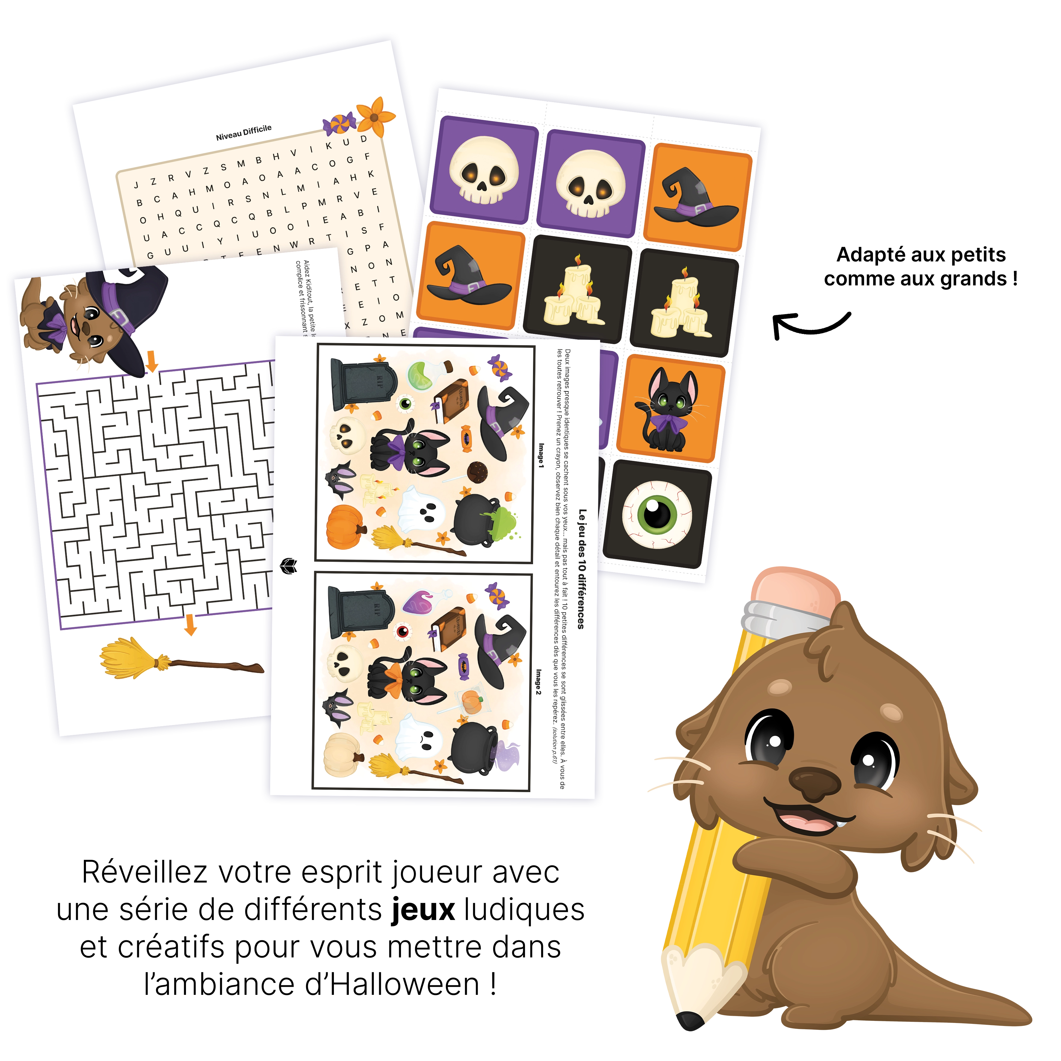 KIT À IMPRIMER - Halloween - Souvenir créatif, DIY, cartes et jeux