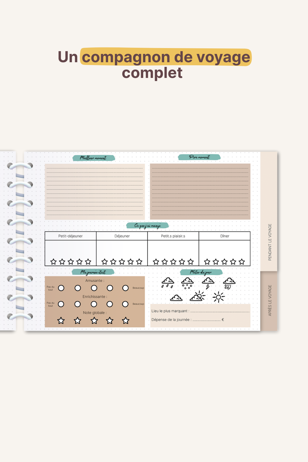 Journal de voyage page ouverte