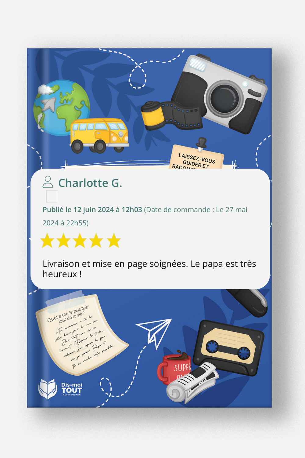 Photo d'un avis client avec le livre Papa, Dis-moi tout en fond