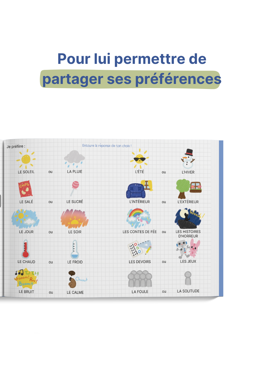 page de préférences du Livre papa, je te dis tout