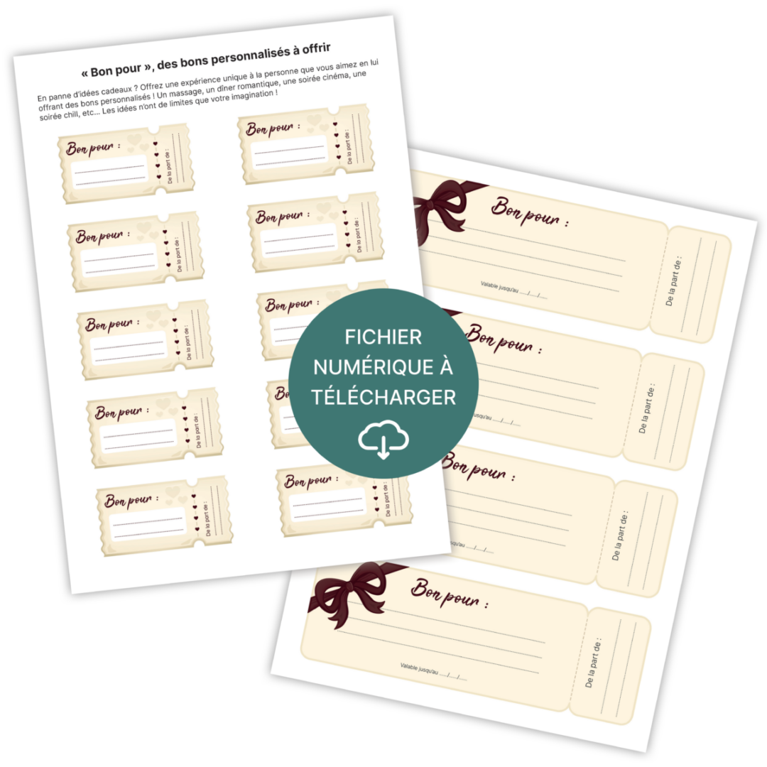"Bon pour ..." pour les amoureux - À télécharger & imprimer