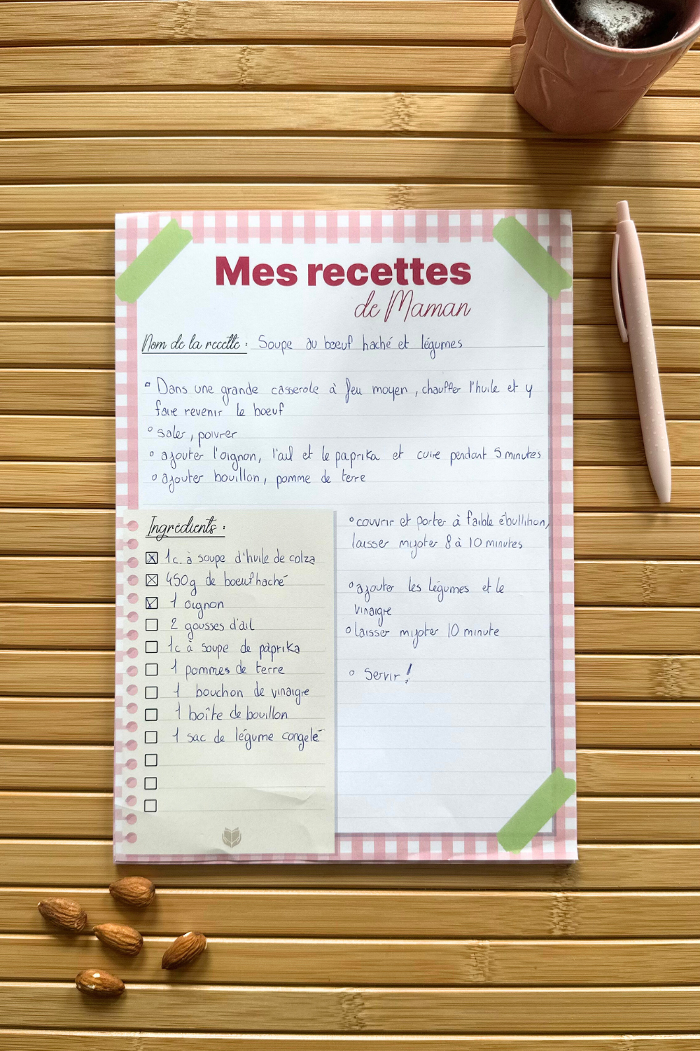 Bloc-notes “Mes recettes de Maman”