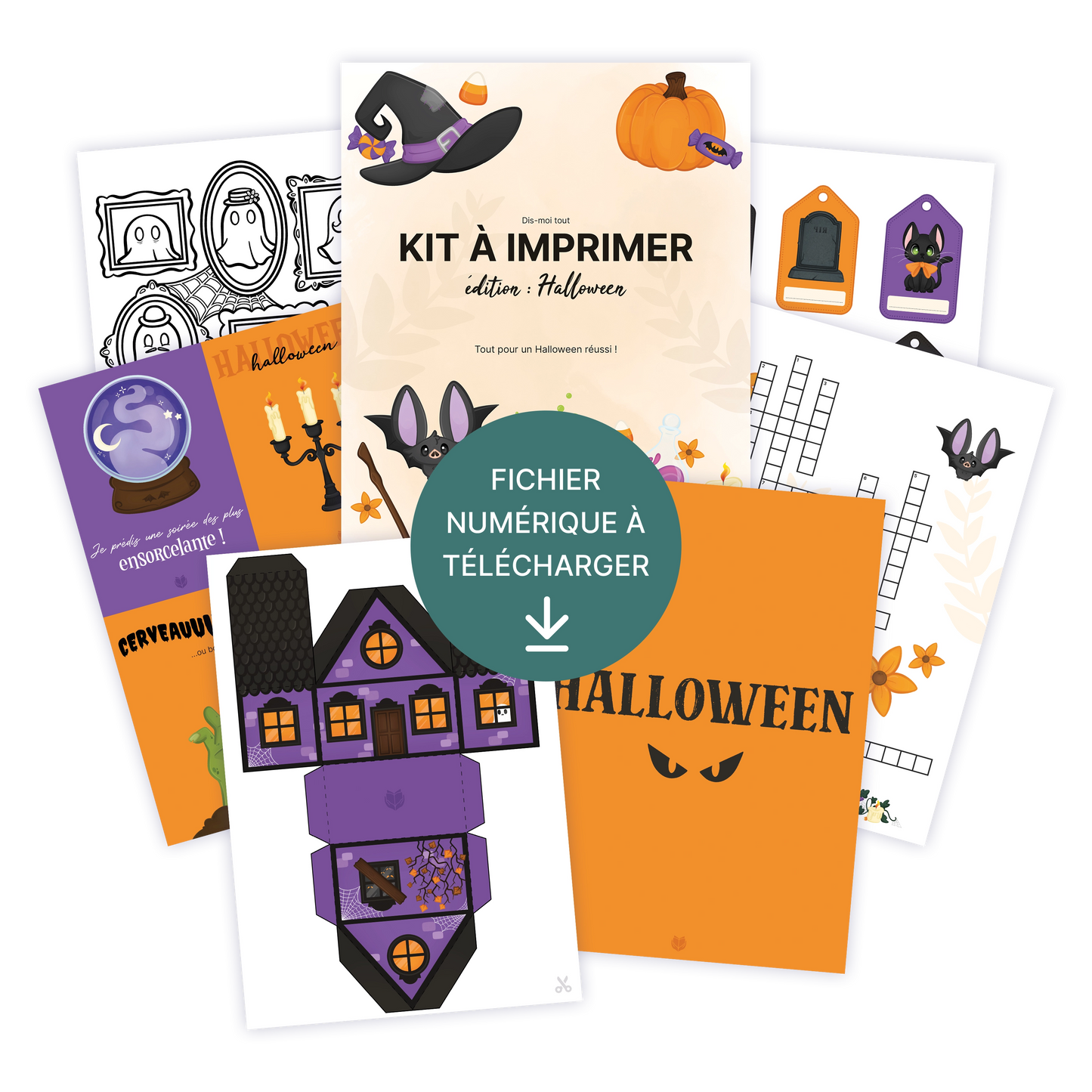 KIT À IMPRIMER - Halloween - Souvenir créatif, DIY, cartes et jeux