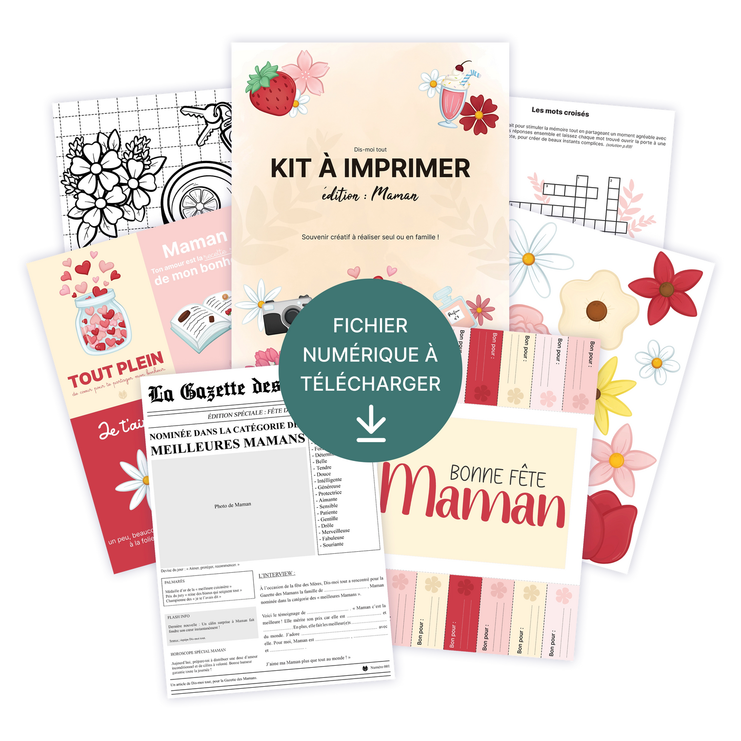KIT À IMPRIMER - Maman  - Souvenir créatif, DIY, cartes et jeux