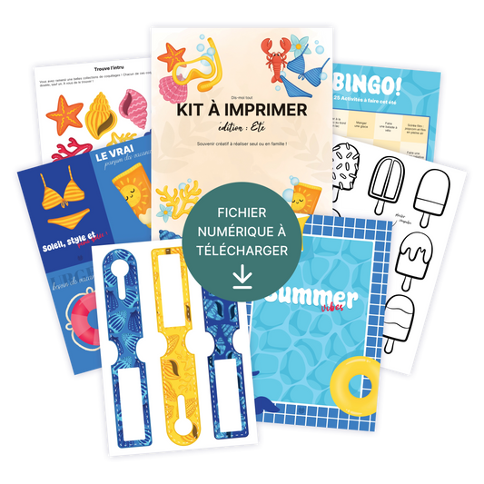 KIT À IMPRIMER - ÉTÉ  - Souvenir créatif, DIY, cartes et jeux