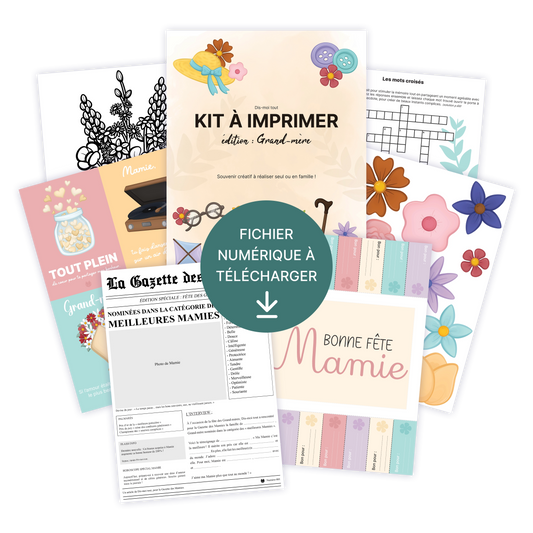 KIT À IMPRIMER - Grand-mère  - Souvenir créatif, DIY, cartes et jeux