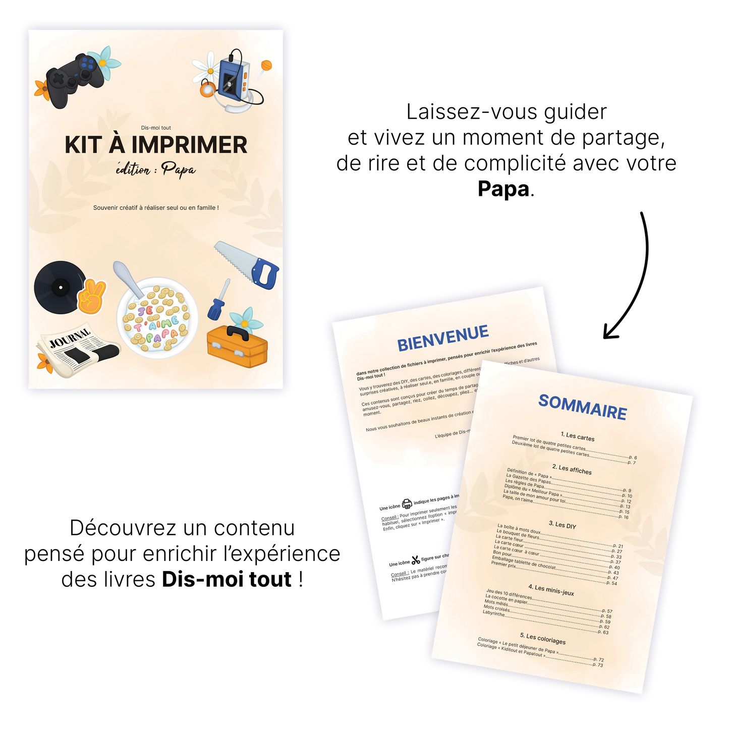 KIT À IMPRIMER - Papa  - Souvenir créatif, DIY, cartes et jeux