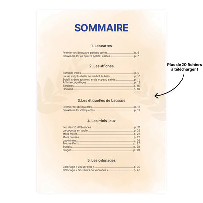 KIT À IMPRIMER - ÉTÉ  - Souvenir créatif, DIY, cartes et jeux