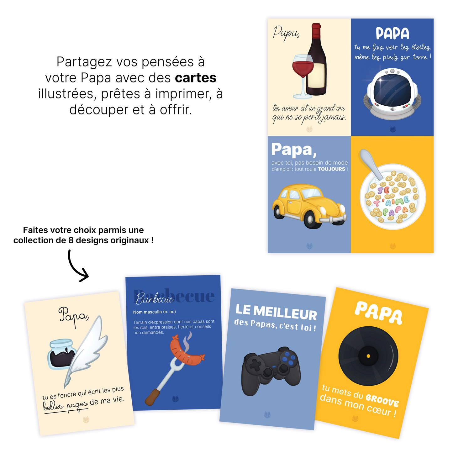 KIT À IMPRIMER - Papa  - Souvenir créatif, DIY, cartes et jeux