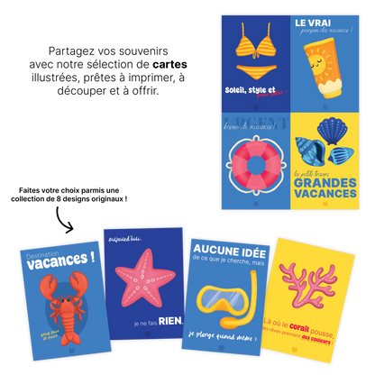 KIT À IMPRIMER - ÉTÉ  - Souvenir créatif, DIY, cartes et jeux