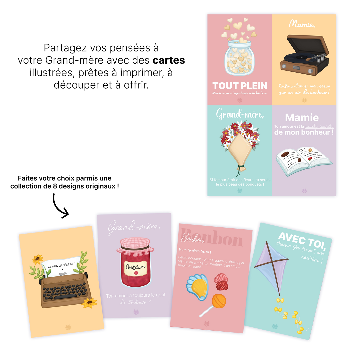 KIT À IMPRIMER - Grand-mère  - Souvenir créatif, DIY, cartes et jeux