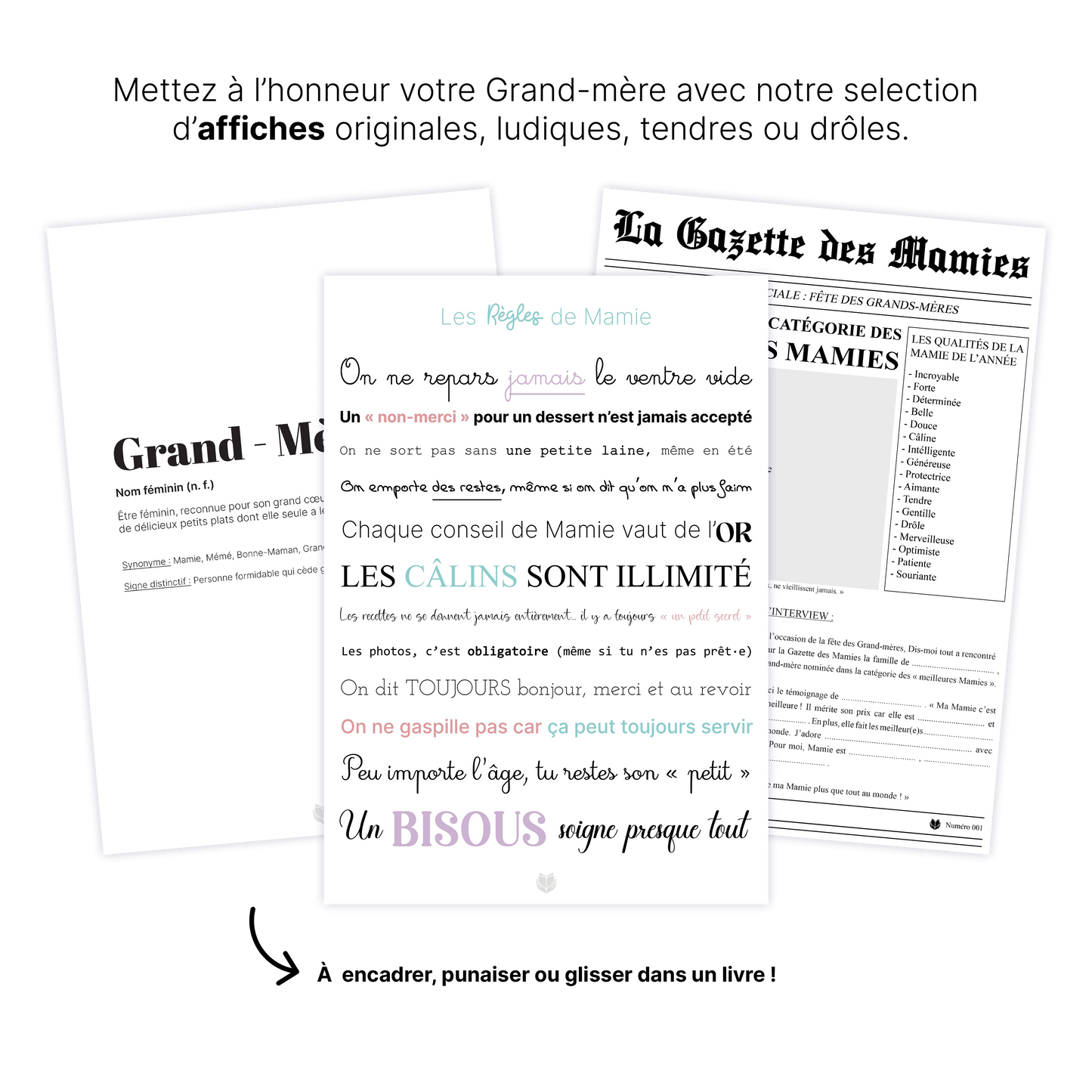 KIT À IMPRIMER - Grand-mère  - Souvenir créatif, DIY, cartes et jeux