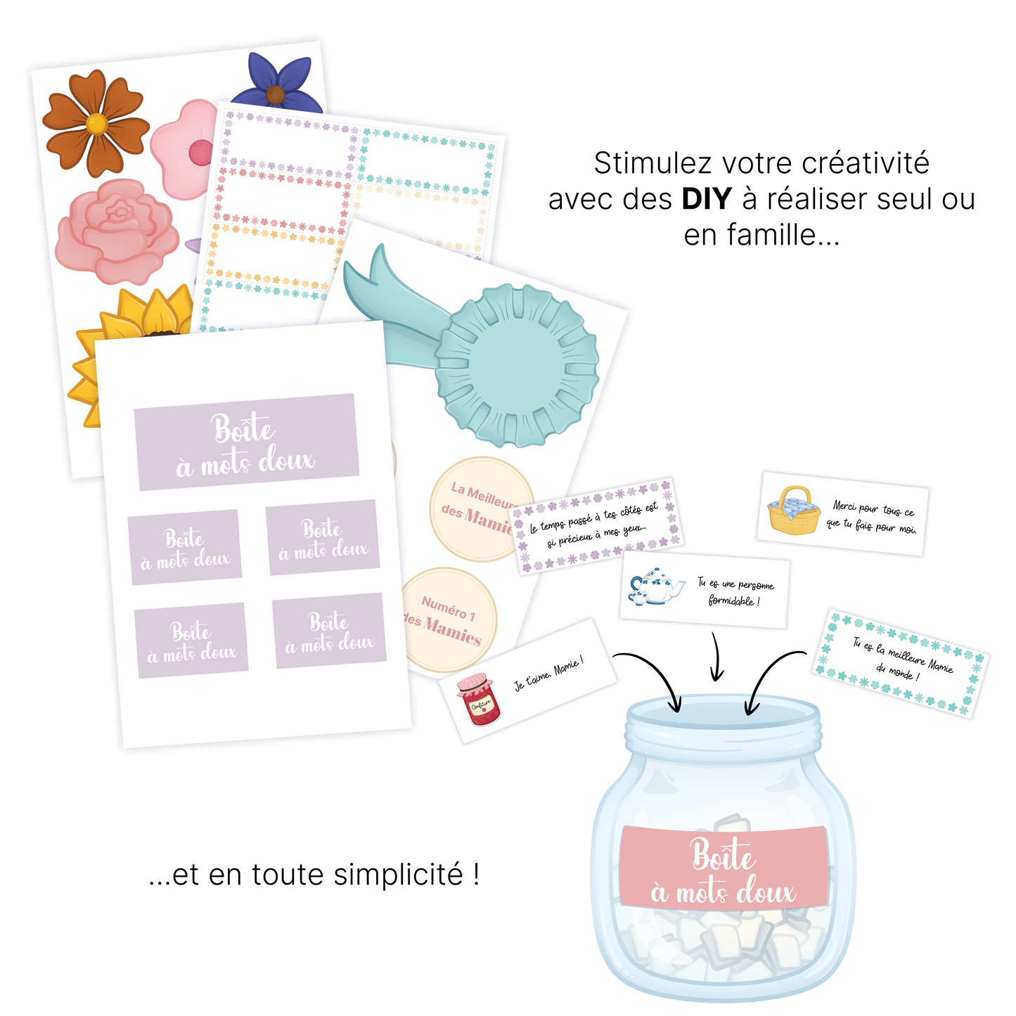 KIT À IMPRIMER - Grand-mère  - Souvenir créatif, DIY, cartes et jeux