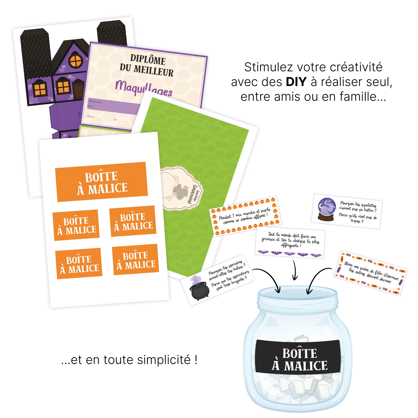 KIT À IMPRIMER - Halloween - Souvenir créatif, DIY, cartes et jeux