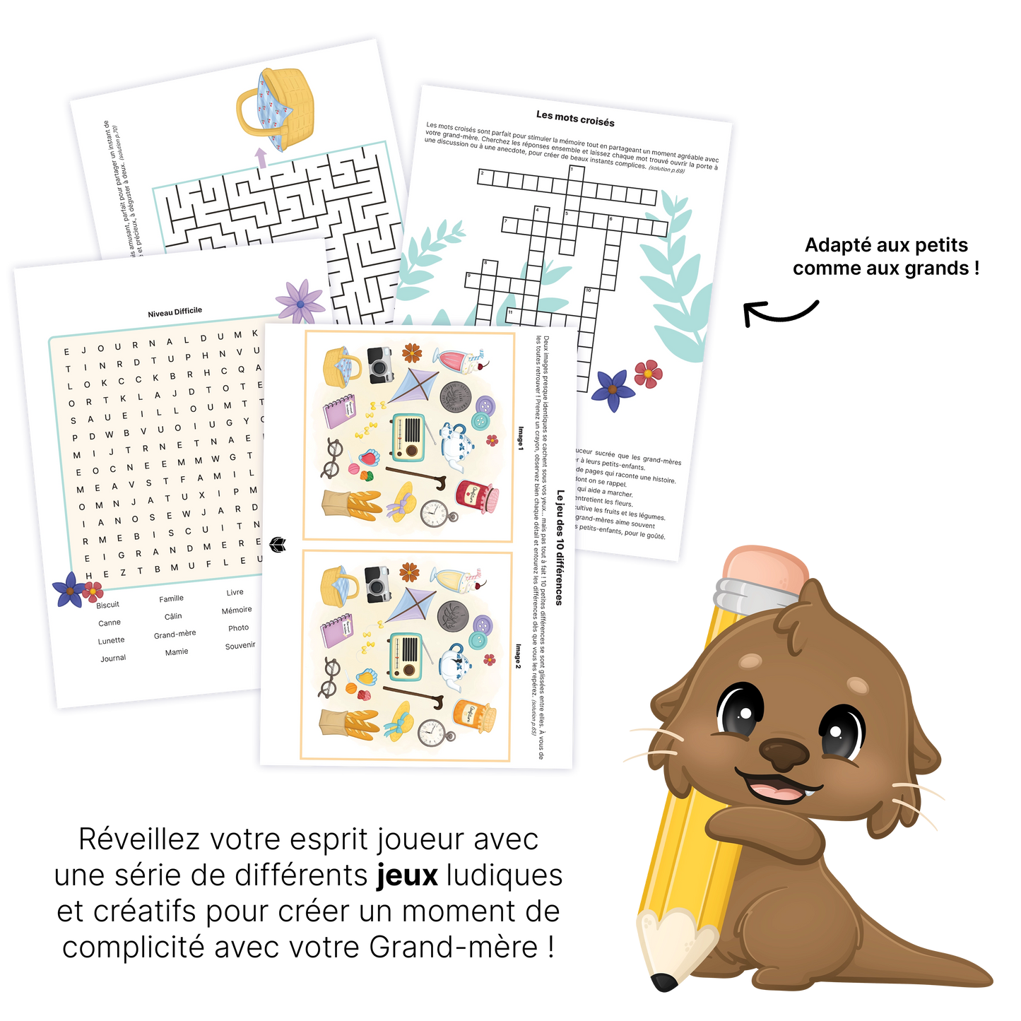KIT À IMPRIMER - Grand-mère  - Souvenir créatif, DIY, cartes et jeux