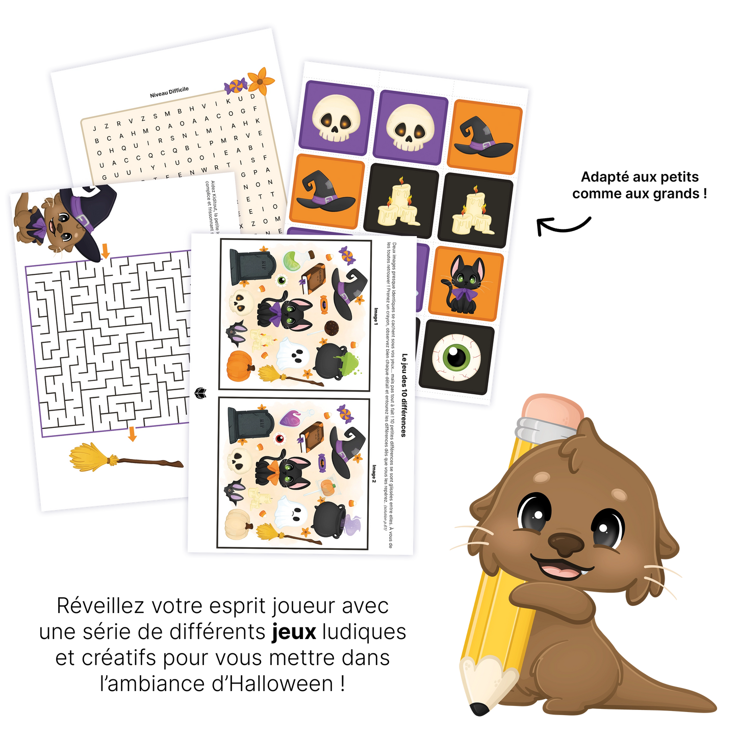 KIT À IMPRIMER - Halloween - Souvenir créatif, DIY, cartes et jeux