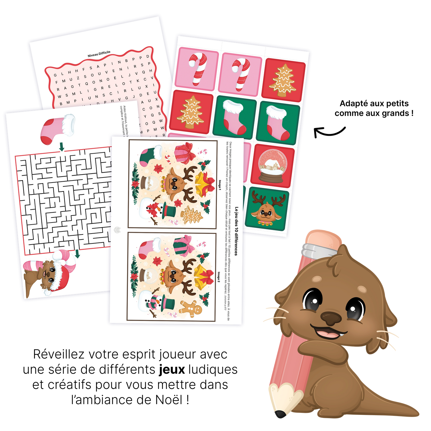 KIT À IMPRIMER - NOËL - Souvenir créatif, DIY, cartes et jeux