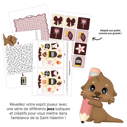 KIT À IMPRIMER - Saint-Valentin  - Souvenir créatif, DIY, cartes et jeux