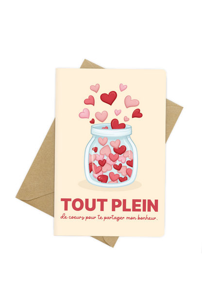 Carte de voeux - Spéciale maman - Bocal de coeurs