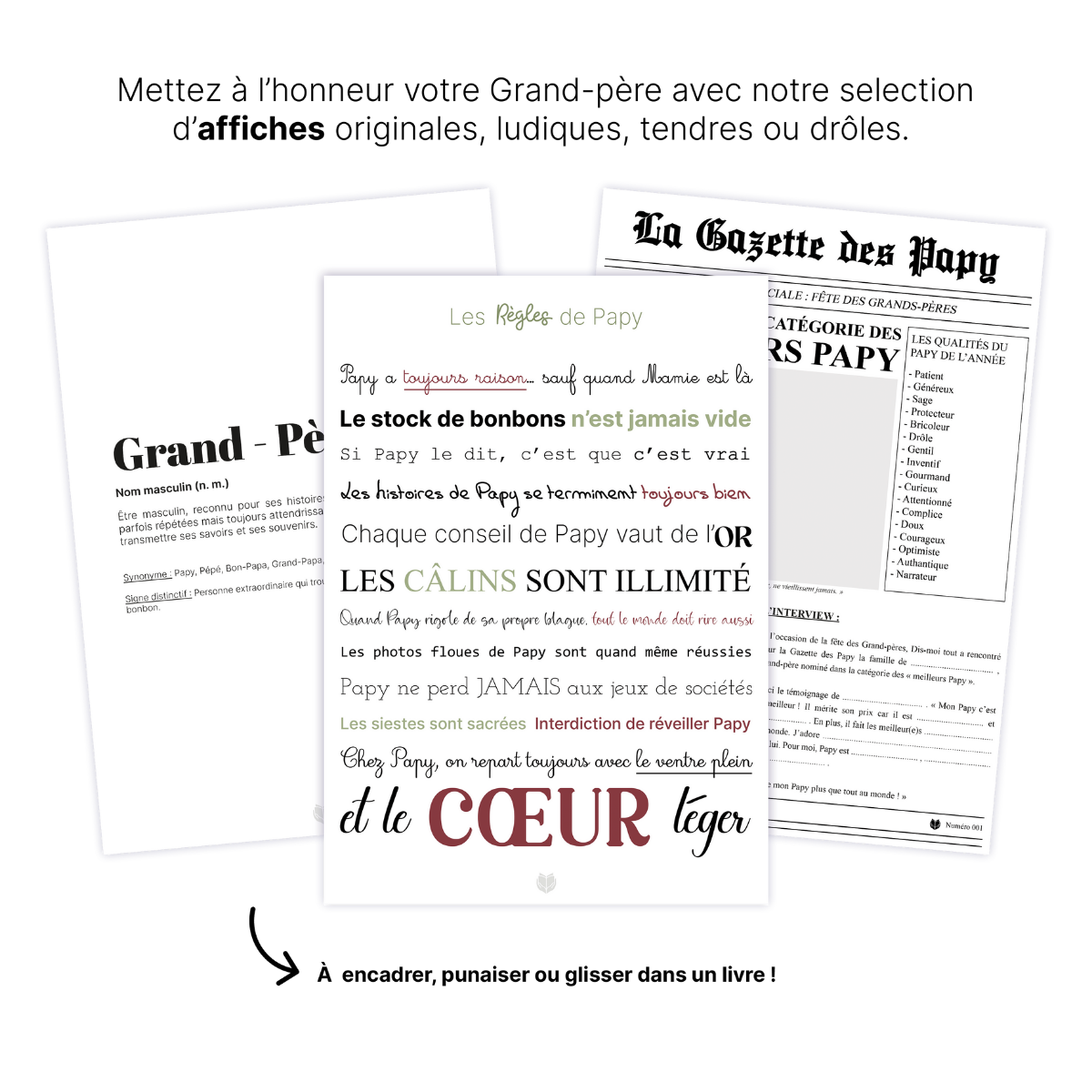 KIT À IMPRIMER - Grand-père - Souvenir créatif, DIY, cartes et jeux