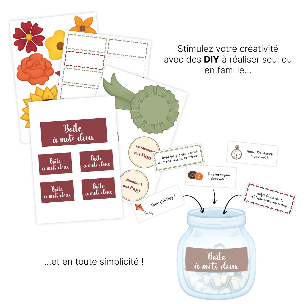 KIT À IMPRIMER - Grand-père - Souvenir créatif, DIY, cartes et jeux