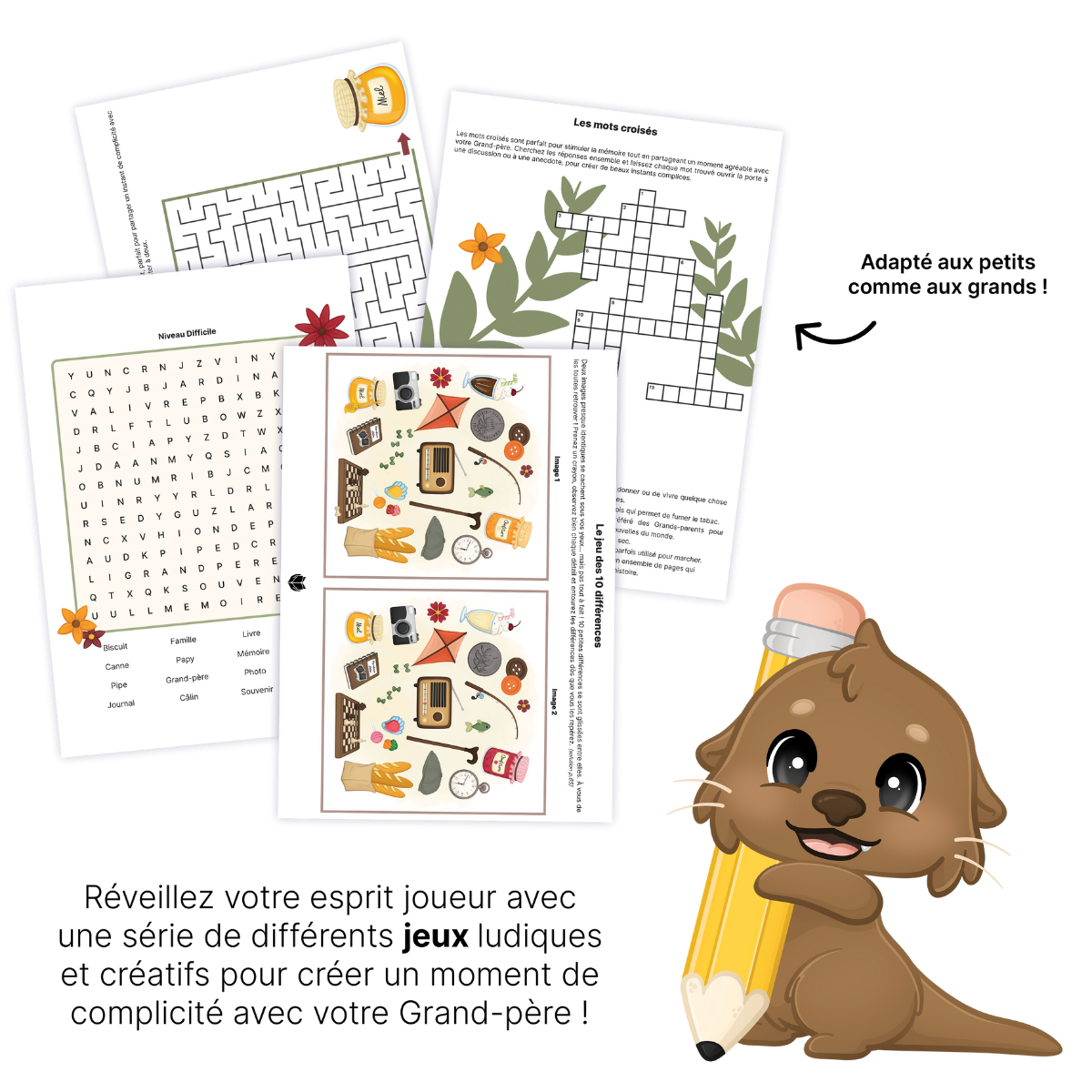 KIT À IMPRIMER - Grand-père - Souvenir créatif, DIY, cartes et jeux