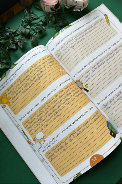 Livre "Parrain, Dis-moi tout" ouvert sur une double page