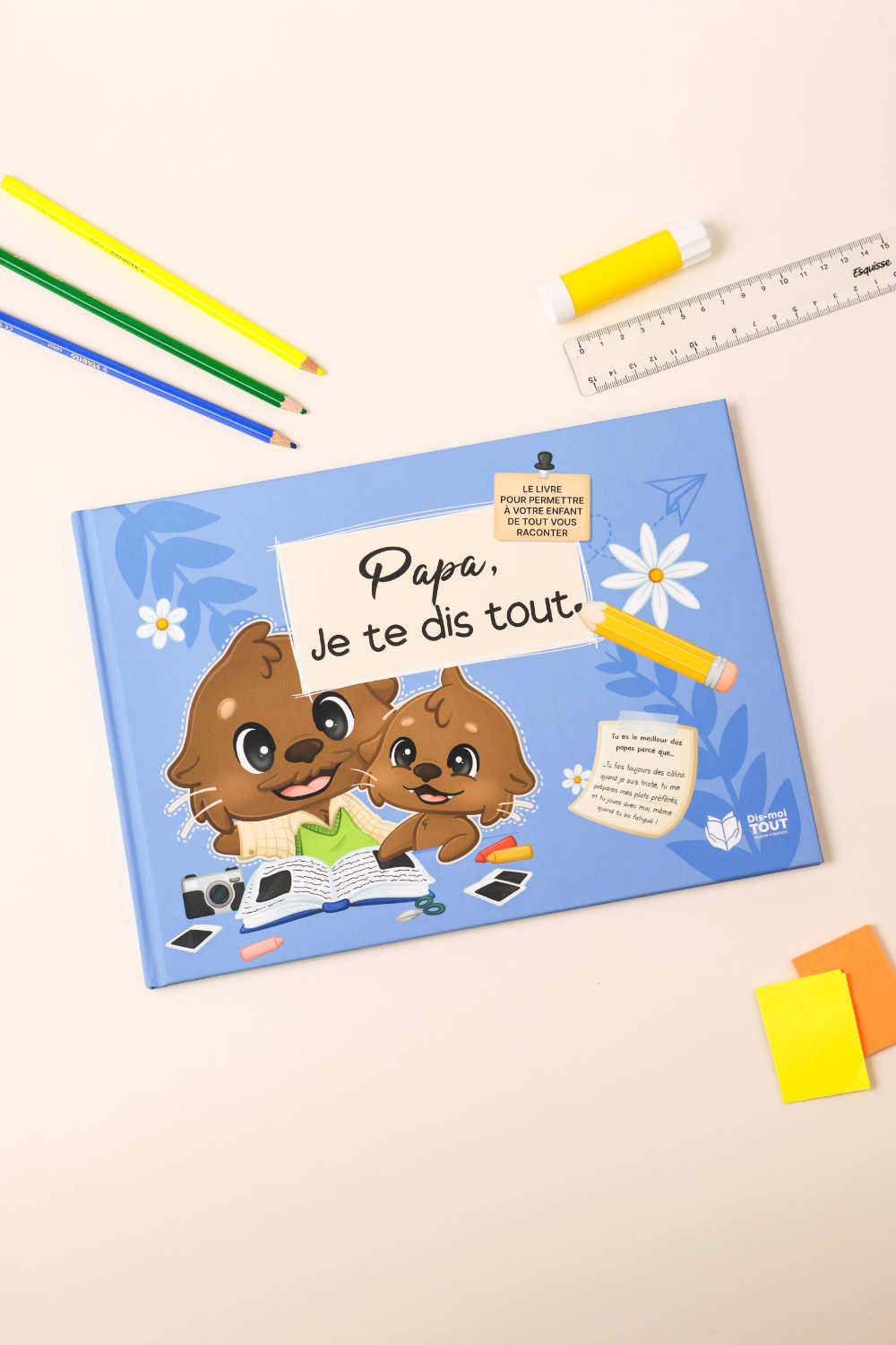 Livre papa, je te dis tout avec matériel écolier