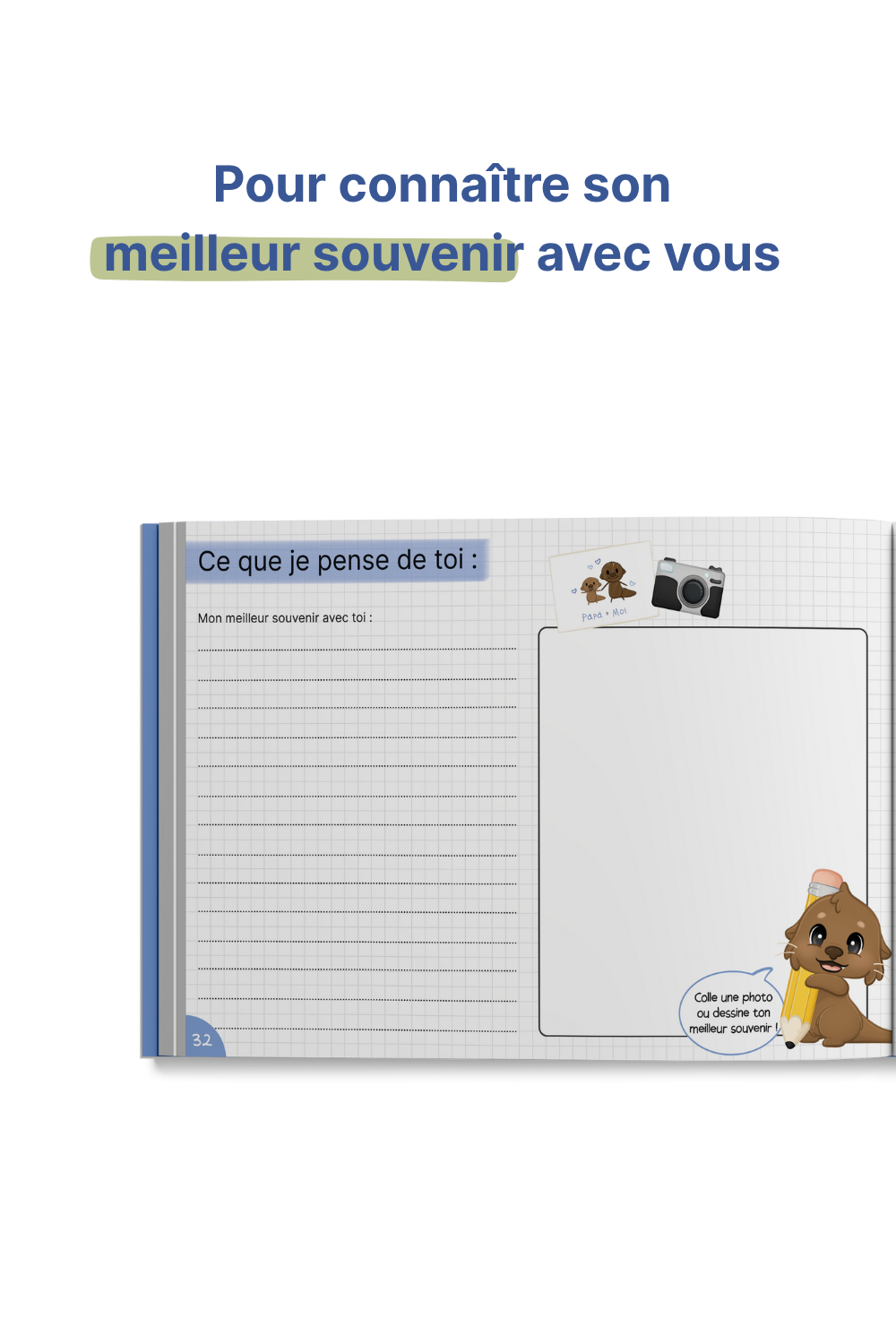 page des souvenirs du Livre papa, je te dis tout