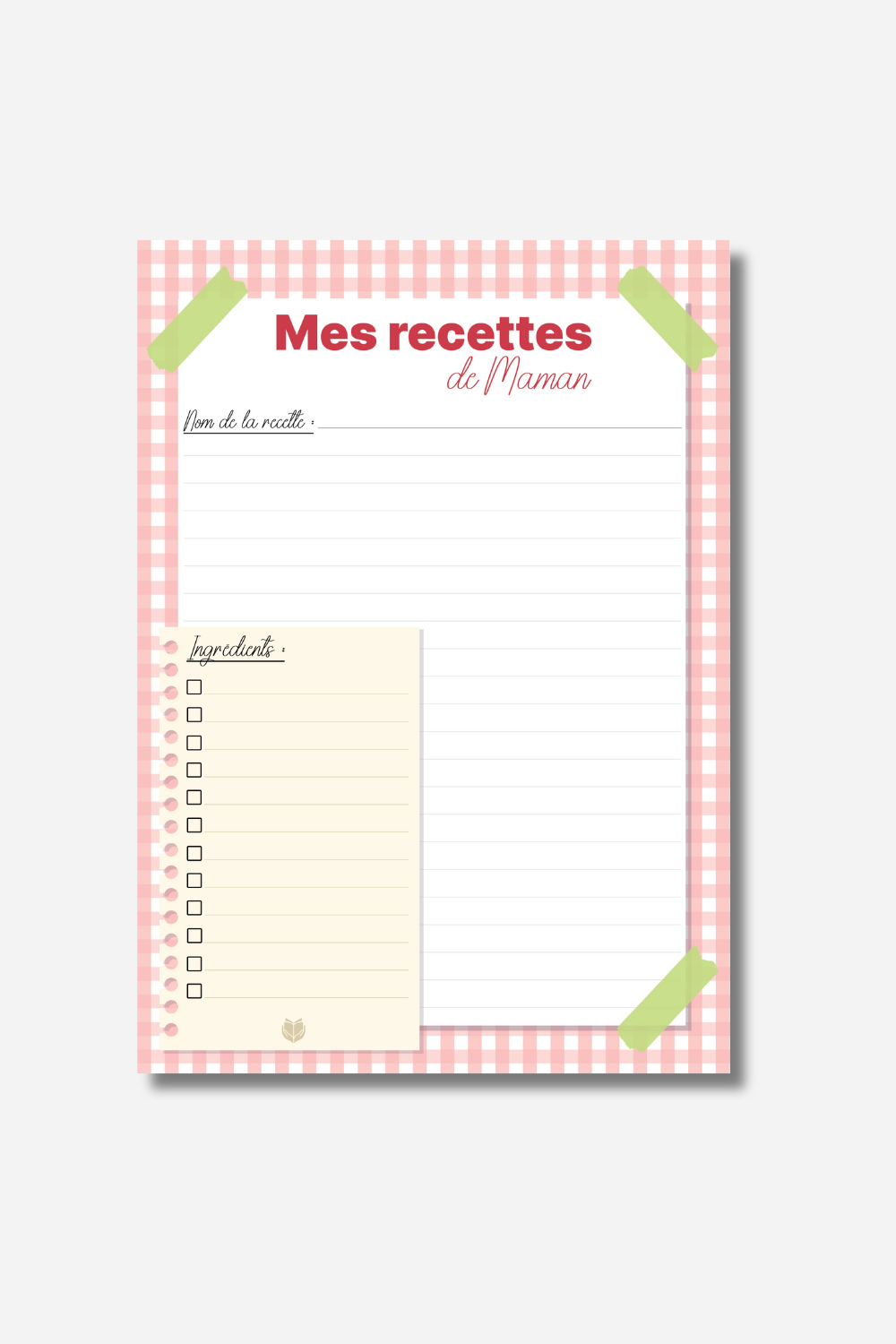 Bloc-notes “Mes recettes de Maman”