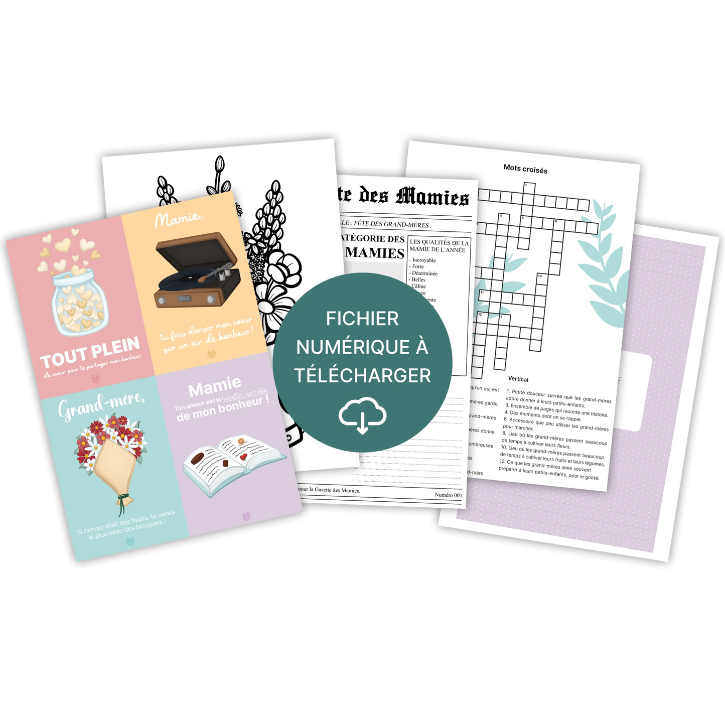 KIT À IMPRIMER - Grand-mère - Souvenir créatif, DIY, cartes et jeux