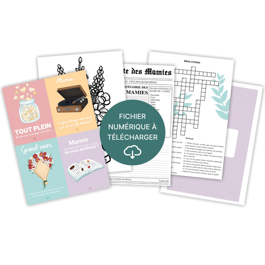 KIT À IMPRIMER - Grand-mère - Souvenir créatif, DIY, cartes et jeux