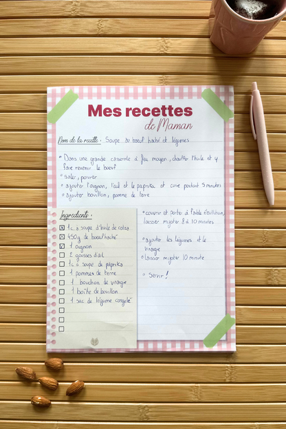 Bloc-notes “Mes recettes de Maman”