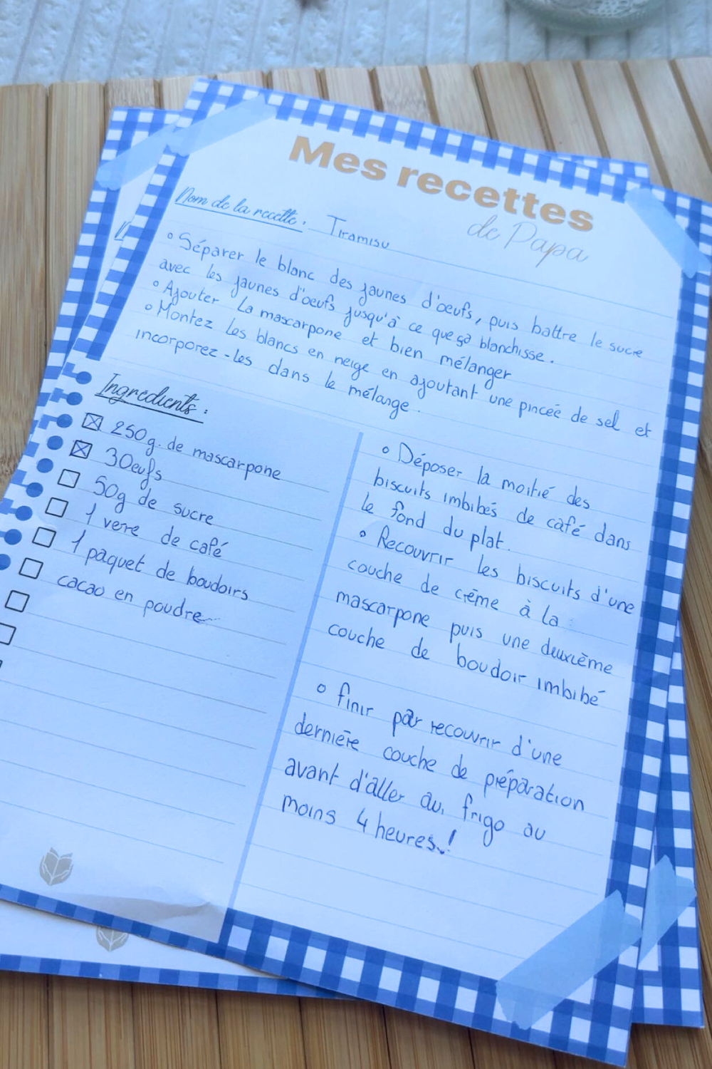 Bloc-notes “Mes recettes de papa”