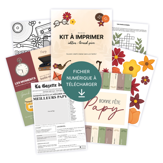 KIT À IMPRIMER - Grand-père - Souvenir créatif, DIY, cartes et jeux